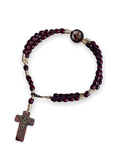 Terço De Pulso São Miguel Arcanjo Pulseira Madeira 24cm