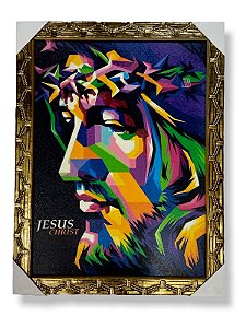 Quadro Jesus Cristo Abstrato Colorido Decorativo 30x40cm