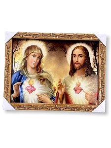 Quadro Sagrado Coracao De Jesus e Maria Decorativo 30x40cm
