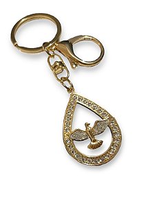 Chaveiro Espirito Santo Raiado Com Strass Vazado Mosquetao