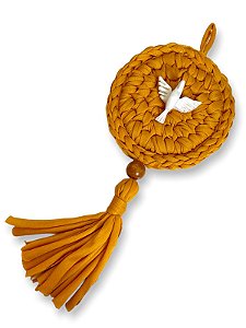 Enfeite De Porta Croche Divino Espirito Santo Amarelo