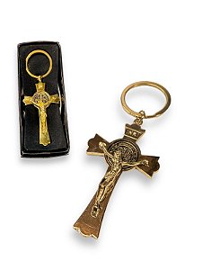 Chaveiro Crucifixo Com Cristo Cruz Dourado Com Caixa