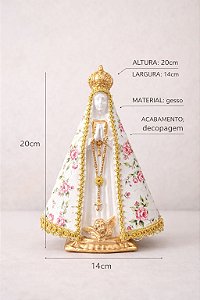 Imagem Nossa Senhora Aparecida gesso flor 20 cm