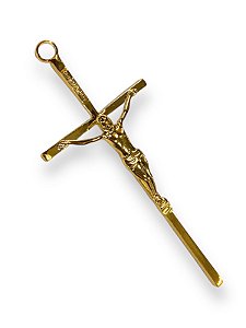 Cruz Crucifixo De Parede Metal Dourada 14cm
