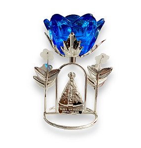 Castical Nossa Senhora Aparecida Flor Azul 13cm