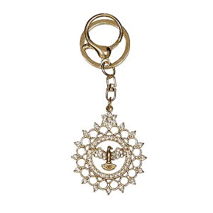 Chaveiro Divino Espírito Santo Redondo Dourado Strass