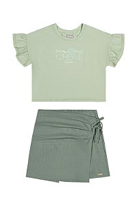 CONJUNTO BLUSINHA E SHORTS SAIA  VERDE