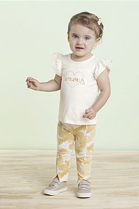 CONJUNTO BATA OFF E LEGGING AMARELO