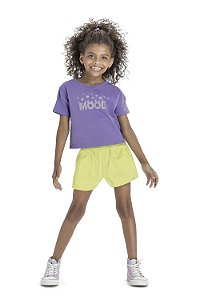 CONJUNTO CROPPED E SHORTS LILAS/VERDE
