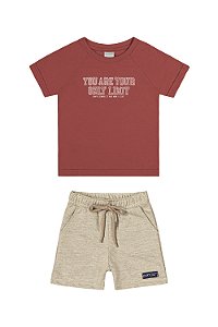 CONJUNTO CAMISETA E BERMUDA  TIJOLO