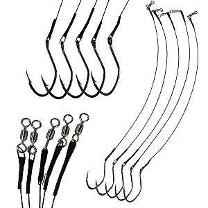 Kit 5 Empate Fio de Aço 200lb Anzol Crown 10/0 Encastoado
