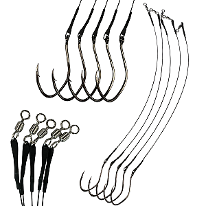 Kit 5 Empate Fio de Aço 200lb Anzol Crown 12/0 Encastoado