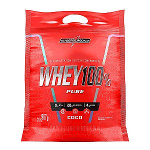 Whey 100% Pure Pouch Integralmédica - Refil sabor coco 907g