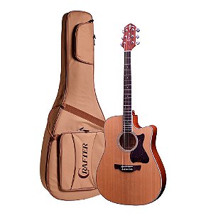 VIOLÃO ELÉTRICO FOLK TAMPO SÓLIDO CUTWAY DE7N C/ BAG CRAFTER