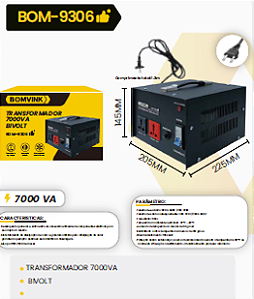 TRANSFORMADOR 7000VA BIVOLT BOM-9306