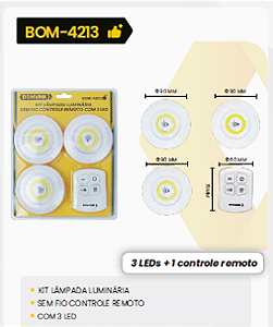 KIT LUMINARIA DE PAREDE A LED A BATERIA AAA BOM-4213