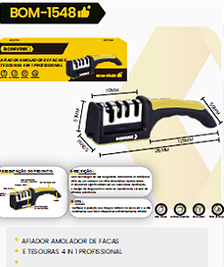 AFIADOR AMOLADOR DE FACAS E TESOURAS BOM-1548