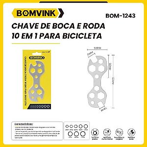 CHAVE D BOCA E RODA 10 EM 1 D 8MM A 17MM P/ BICICLETA BOM-1243