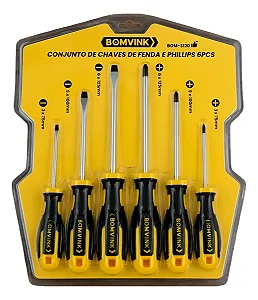 CONJ 6 CHAVES DE FENDA/PHILLIPS BOM-3120