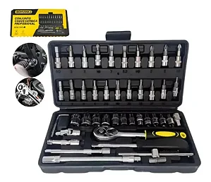KIT CHAVE CATRACA SOQUETE 46 PEÇAS BOM-3905