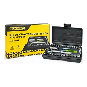 CONJUNTO CHAVES SOQUETE 40 PCS BOM 3906
