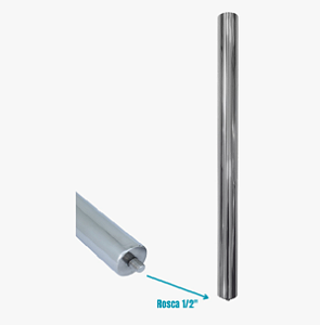 Tubo inox 2" x 70 cm - Base Pino 1/2" - Mesa Náutica