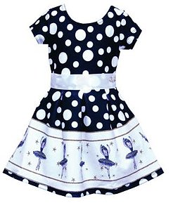 VESTIDO INFANTIL MENINA BAILARINA PRETO/BRANCO - DUDUKA