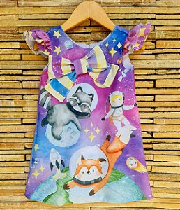 VESTIDO INFANTIL RAPOSA ESPACIAL  - CAPILÉ