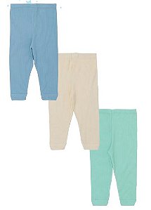 KIT CALÇA INFANTIL CANELADA AMARELO/VERDE/AZUL - JEITO INOCENTE