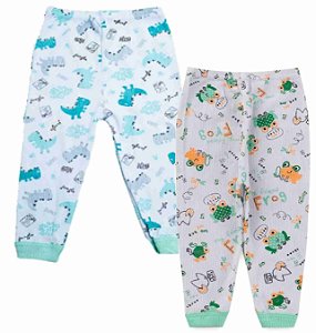 KIT CALÇA INFANTIL CANELADA ESTAMPADO BRANCO - JEITO INOCENTE