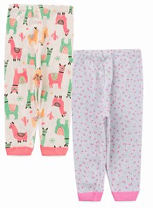 KIT CALÇA INFANTIL CANELADA ESTAMPADO BRANCO/OFF WHITE - JEITO INOCENTE