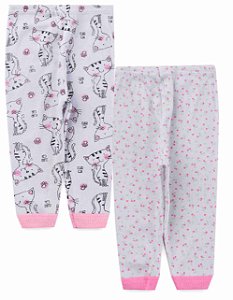 KIT CALÇA INFANTIL CANELADA ESTAMPADO BRANCO - JEITO INOCENTE