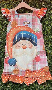 VESTIDO INFANTIL NATAL ENCANTADO VERMELHO COM PÓA - CAPILÉ