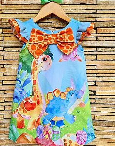 VESTIDO INFANTIL JURASSIC DE LAÇO COLORIDO - CAPILÉ