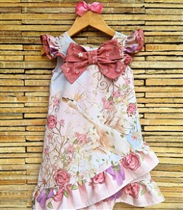 VESTIDO INFANTIL GANSO DE LAÇO E BABADO COLORIDO - CAPILÉ