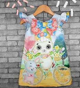 VESTIDO INFANTIL COELHO DE BIKE COLORIDO - CAPILÉ