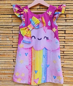 VESTIDO INFANTIL CHUVA DE AMOR COLORIDO - CAPILÉ