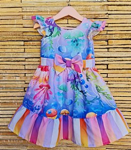 VESTIDO INFANTIL MENINA FUNDO DO MAR - CAPILÉ