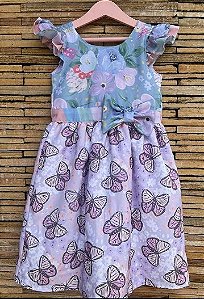 VESTIDO INFANTIL BORBOLETAS E FLORES - CAPILÉ