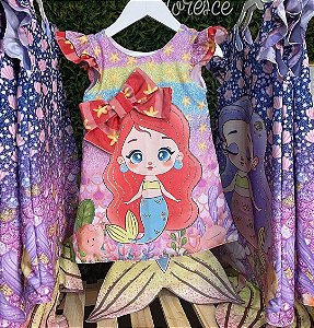 VESTIDO INFANTIL MENINA SEREIA DE CALDA VERMELHA - CAPILÉ