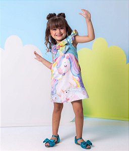 VESTIDO INFANTIL MENINA UNICÓRNIO DE CALDA - CAPILÉ