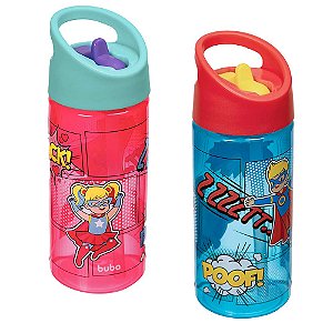 Garrafinha Canudo Retrátil Super-heróis Super-heroínas Buba
