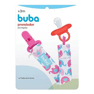 Prendedor De Chupeta Em Fita Elefante Rosa Buba - 7480