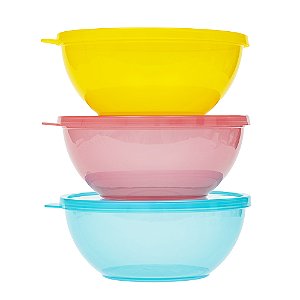Kit 3 Potes Com Tampa Tigela Bowls Papinha Fruta Bebê buba