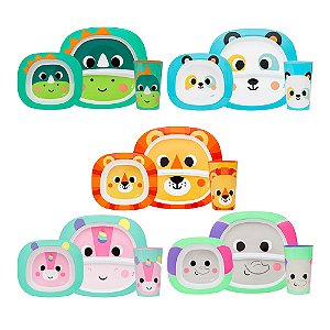 Kit Refeição Infantil Prato Divisória Bowl E Copo Buba
