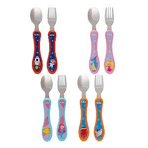 Kit Talheres Aventuras Garfo E Colher Em Aço Inox Buba