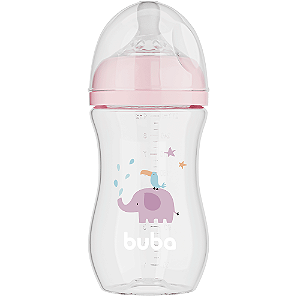 Mamadeira Easy Flow Elefante Rosa 270ml Buba