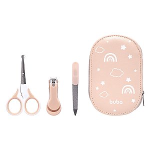 Kit Manicure Com Estojo Higiene Bebê Rosa Buba