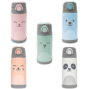 Copo Térmico Com Canudo Garrafa 400ml Infantil Gumy Buba