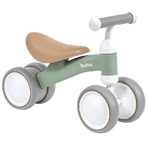 Bicicleta De Equilíbrio Infantil S/ Pedal Verde 4 Rodas Buba